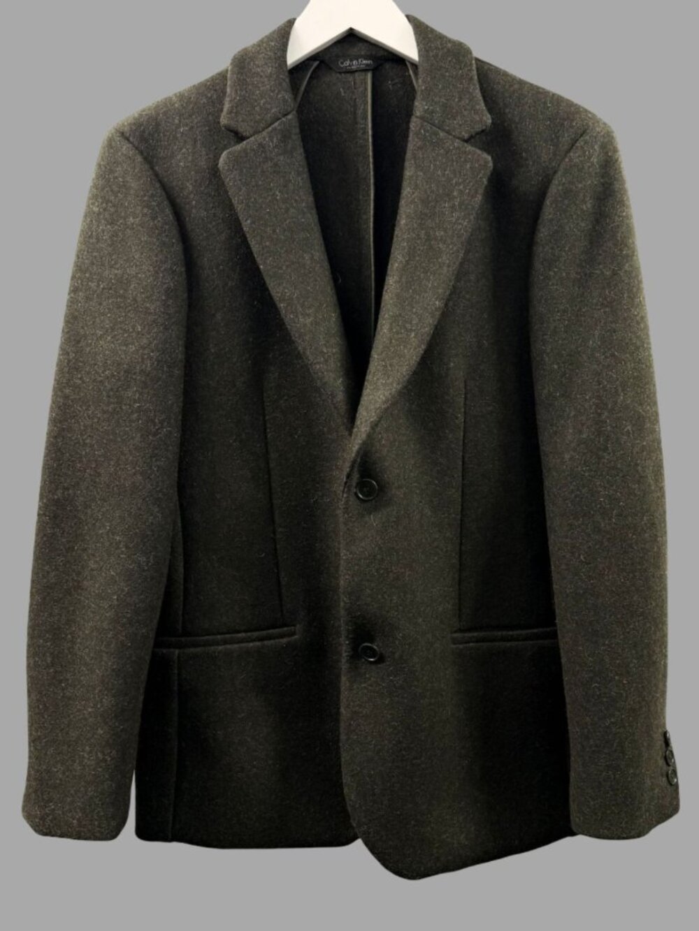 CALVIN KLEIN COLLECTION Dark Green Heavy Wool Blazer Jacket Sz IT 48 US 38
